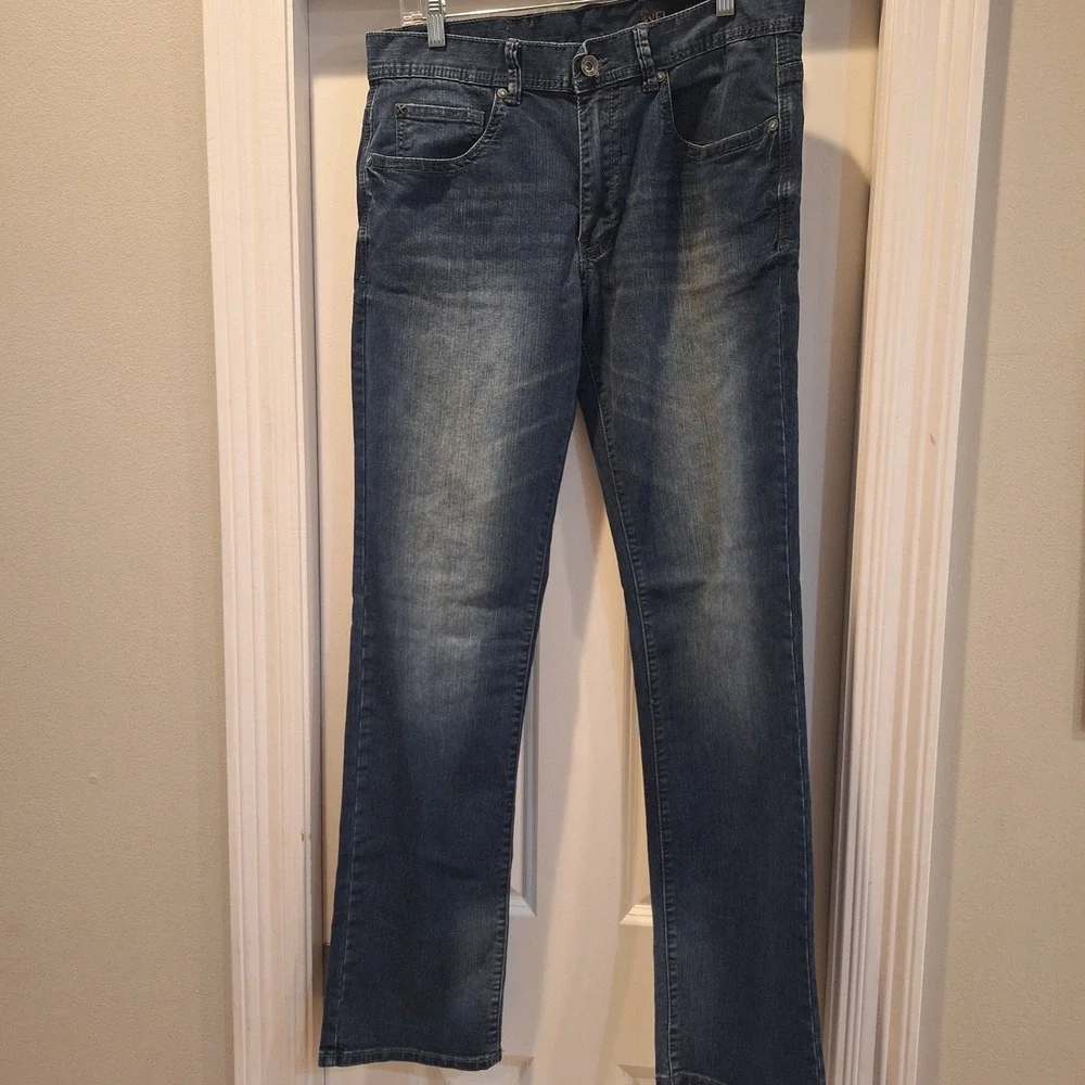 T.K. Axel Slim Straight Jeans Mens 34x34 Blue Denim Stretch Casual Pants Western